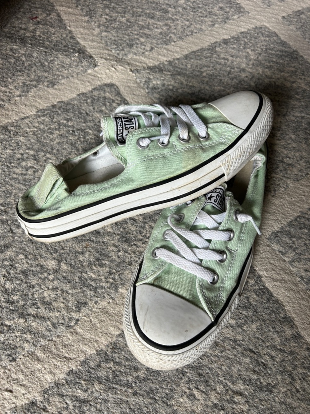 Converse Low Top Sneakers in Mint Green and White